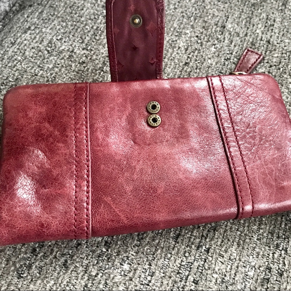 Red Leather Fossil Wallet Distressed - image 3